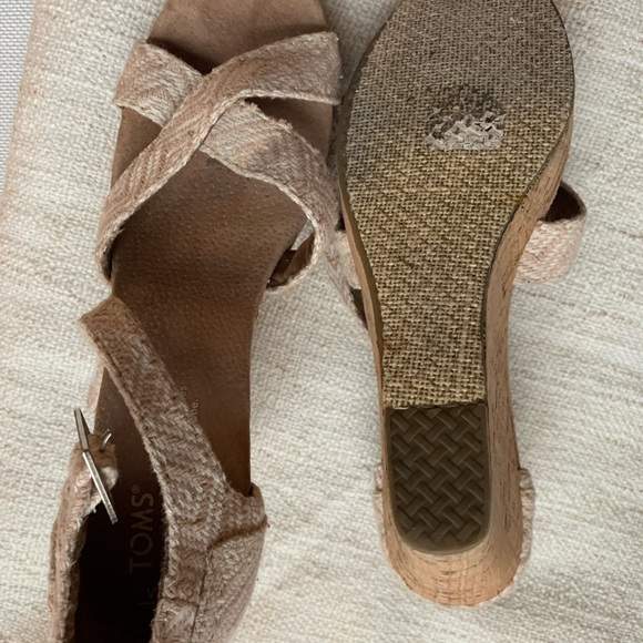 Toms Natural Canvas & Cork Wedges - Picture 6 of 7